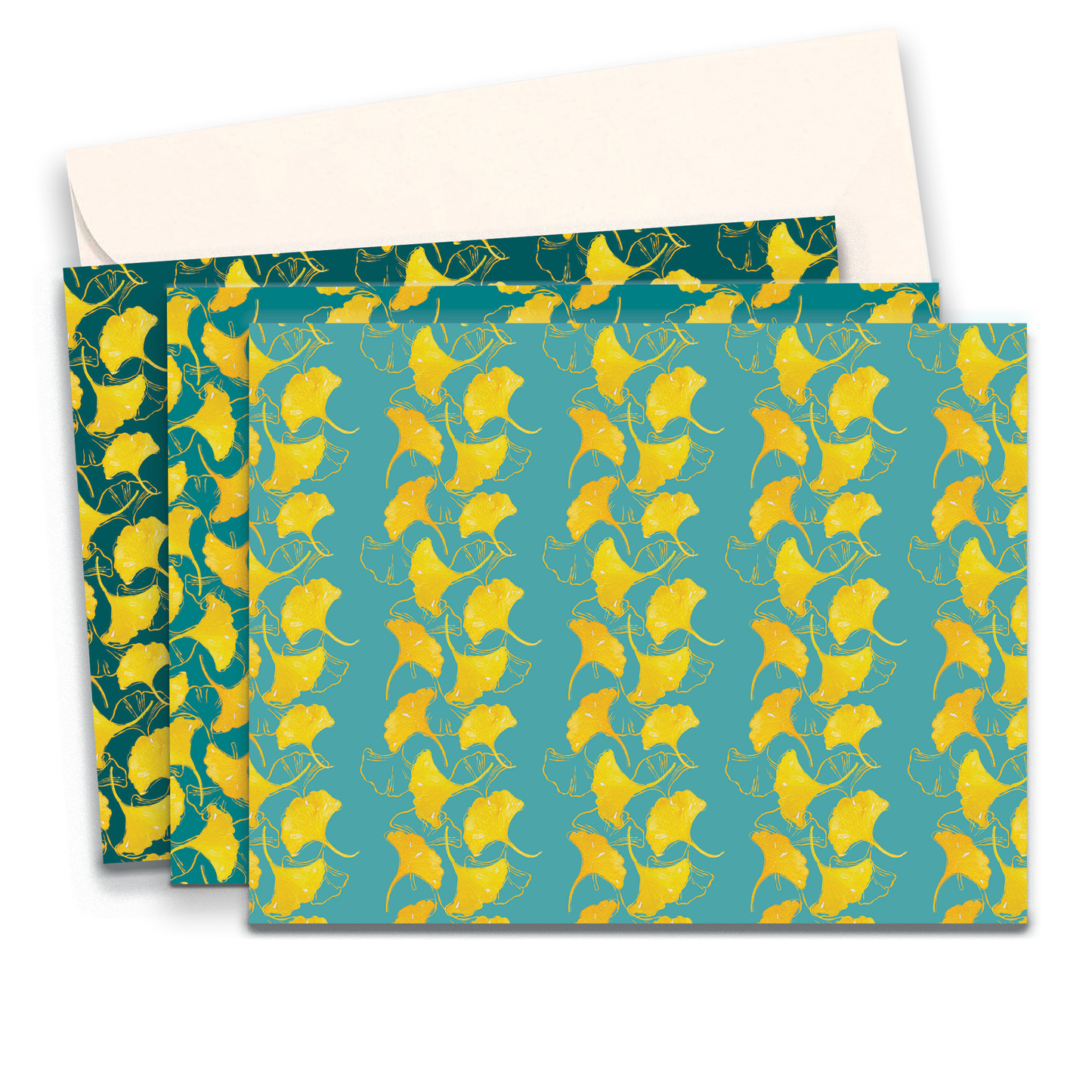 Gingko Leaf Ombre Greeting Card Set