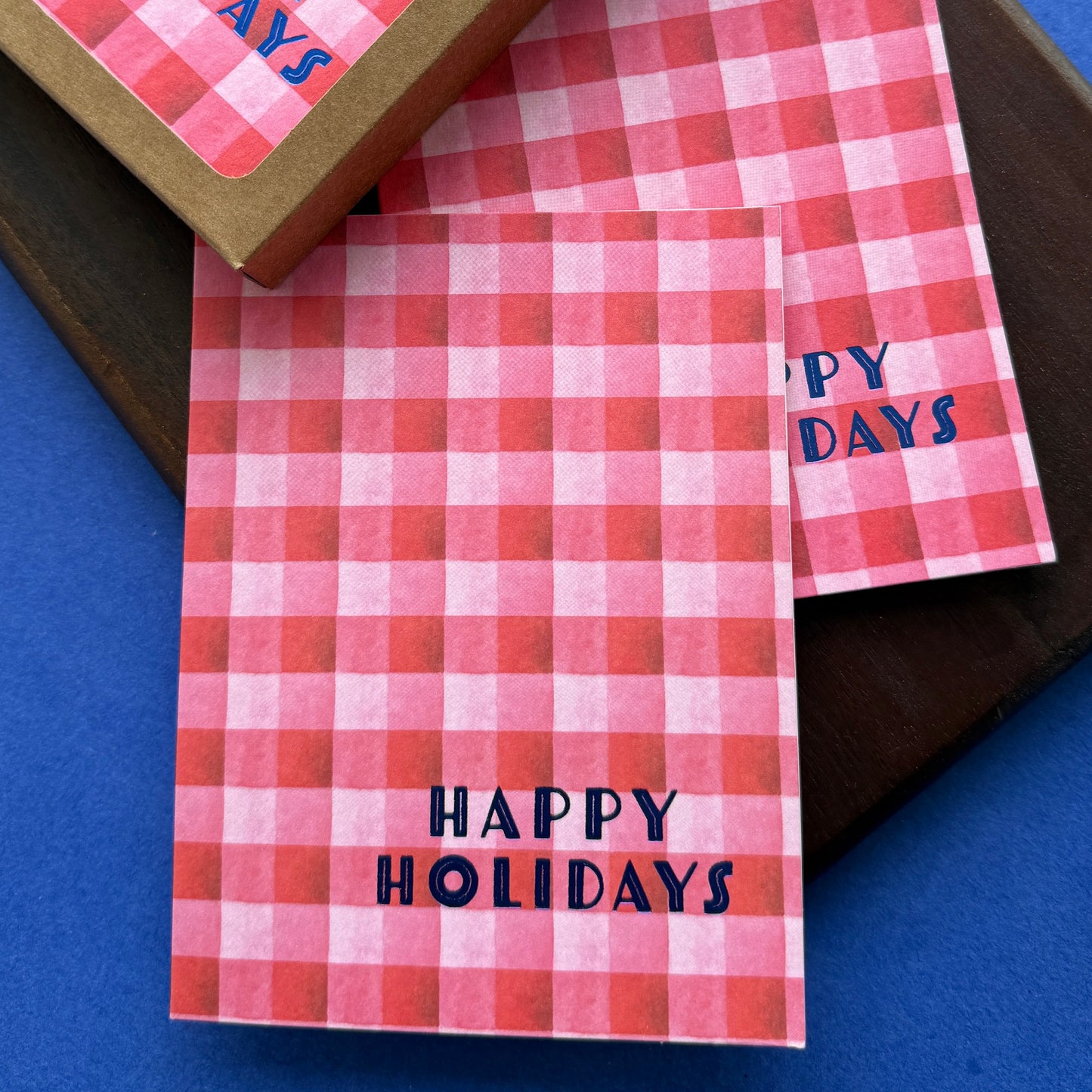 Bright Cheerful Gingham Holiday Cards