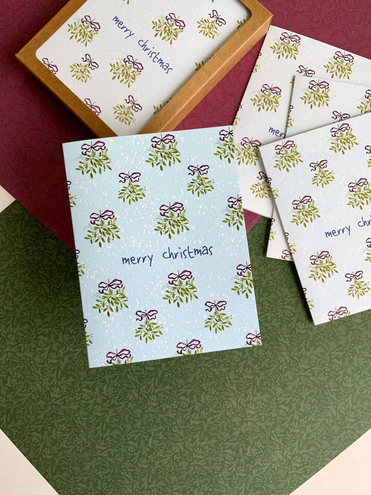 Mistletoes with Bows Christmas Card