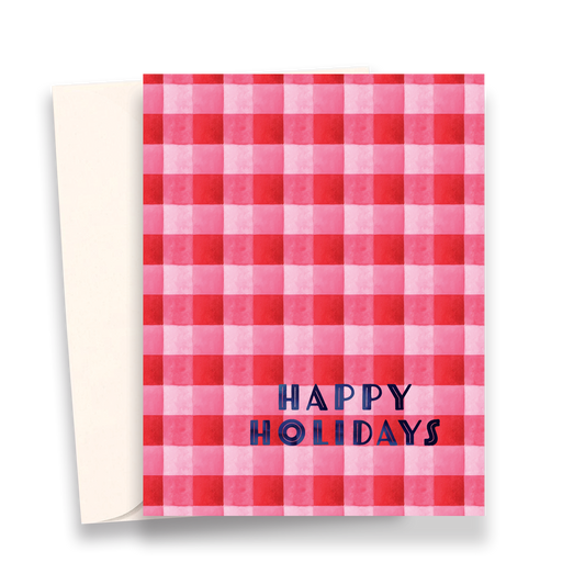 Bright Cheerful Gingham Holiday Cards