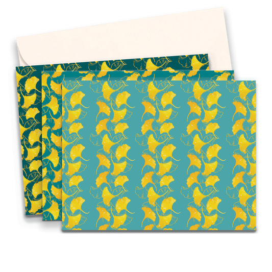 Gingko Leaf Ombre Greeting Card Set