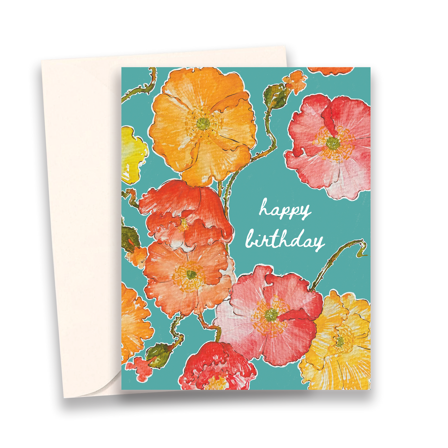 Bright Poppies Birthday Card