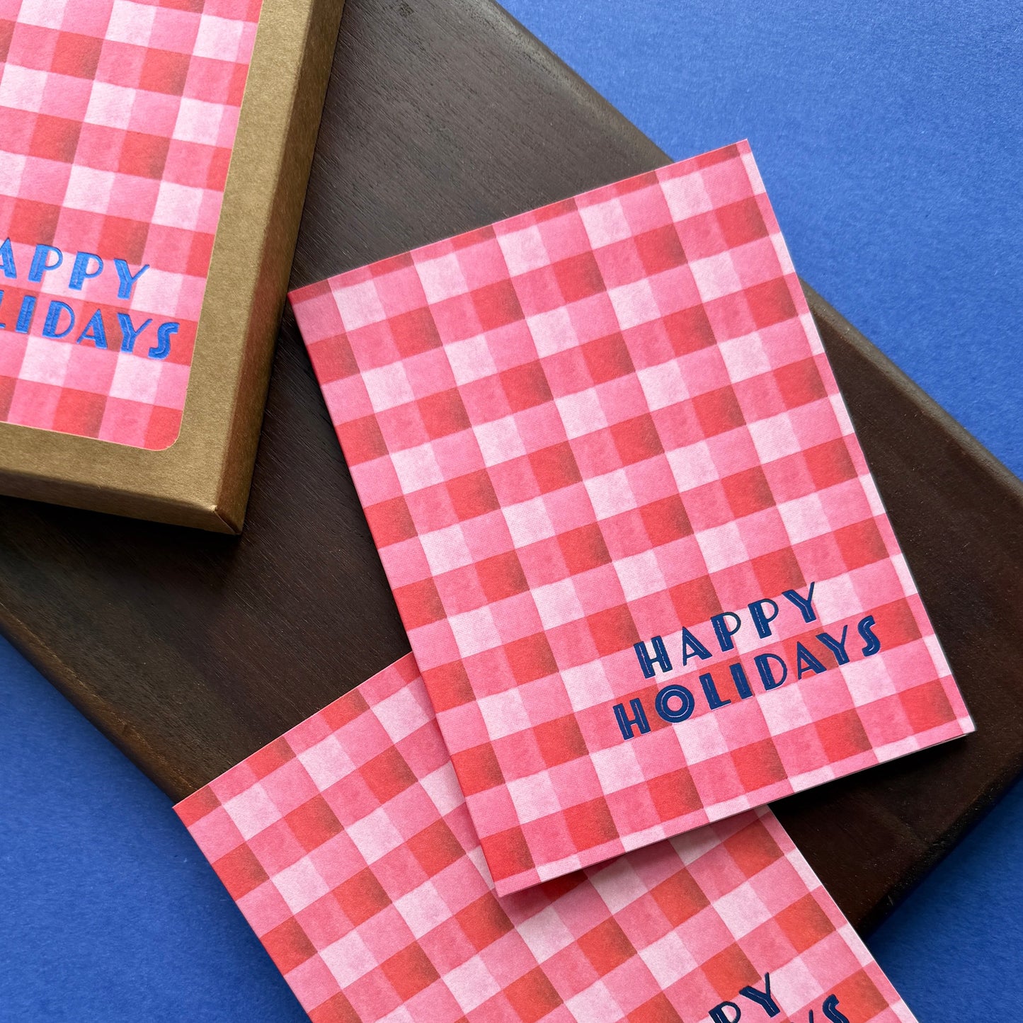 Bright Cheerful Gingham Holiday Cards
