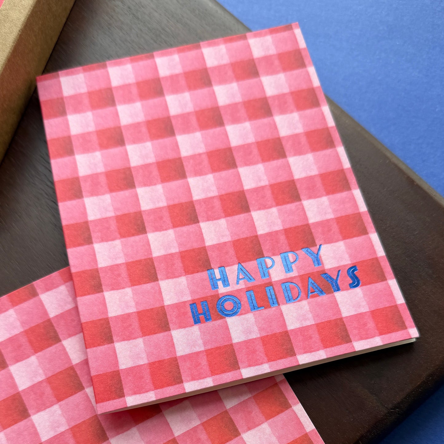 Bright Cheerful Gingham Holiday Cards