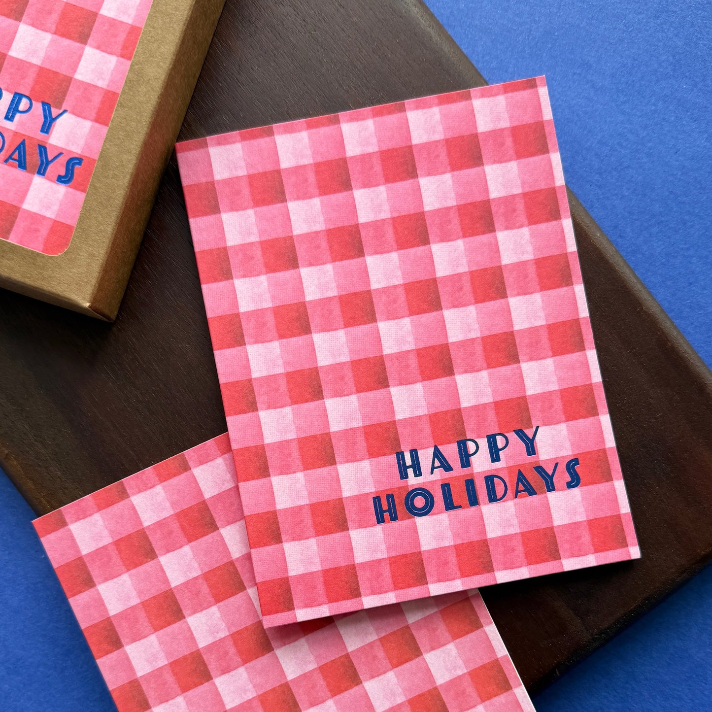 Bright Cheerful Gingham Holiday Cards
