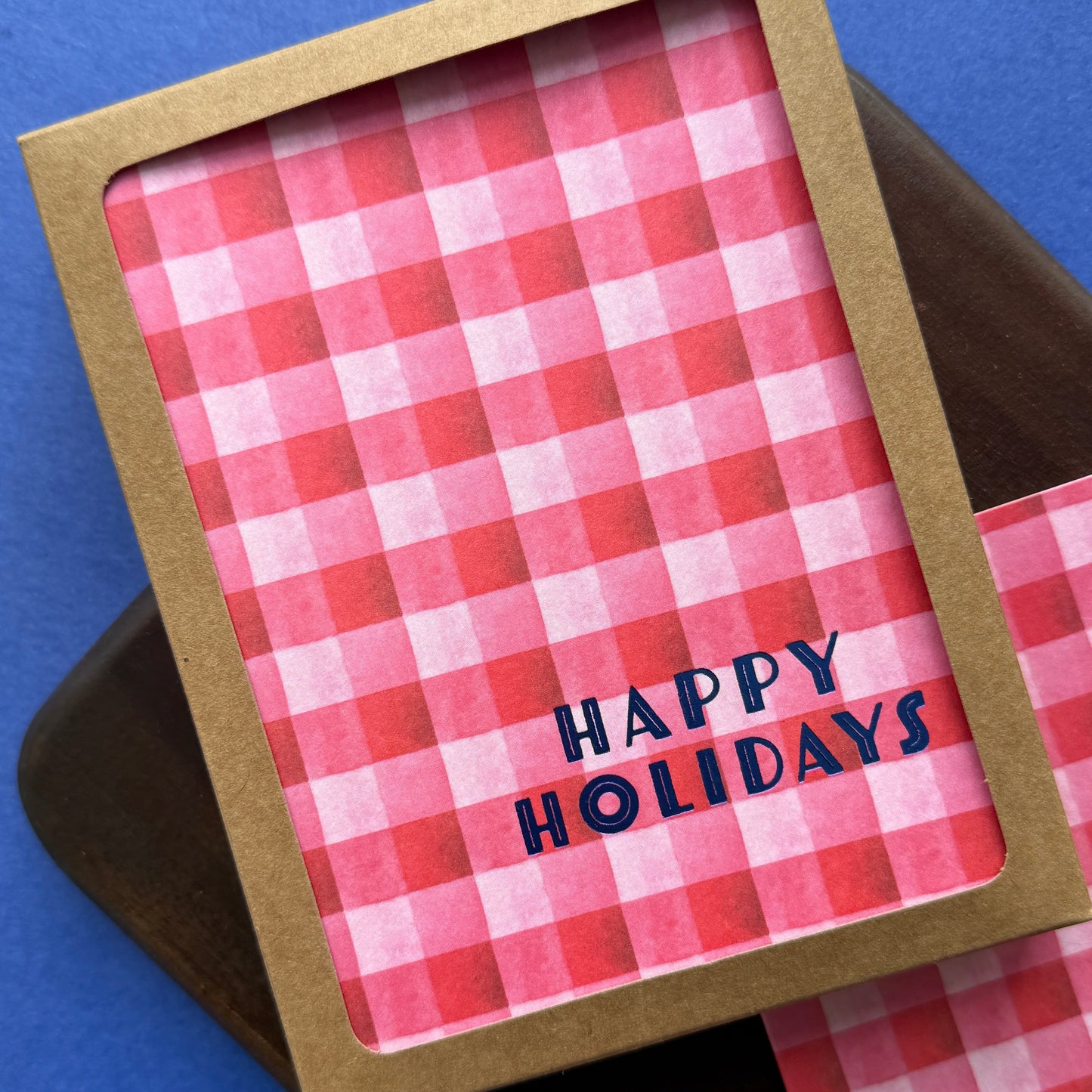 Bright Cheerful Gingham Holiday Cards