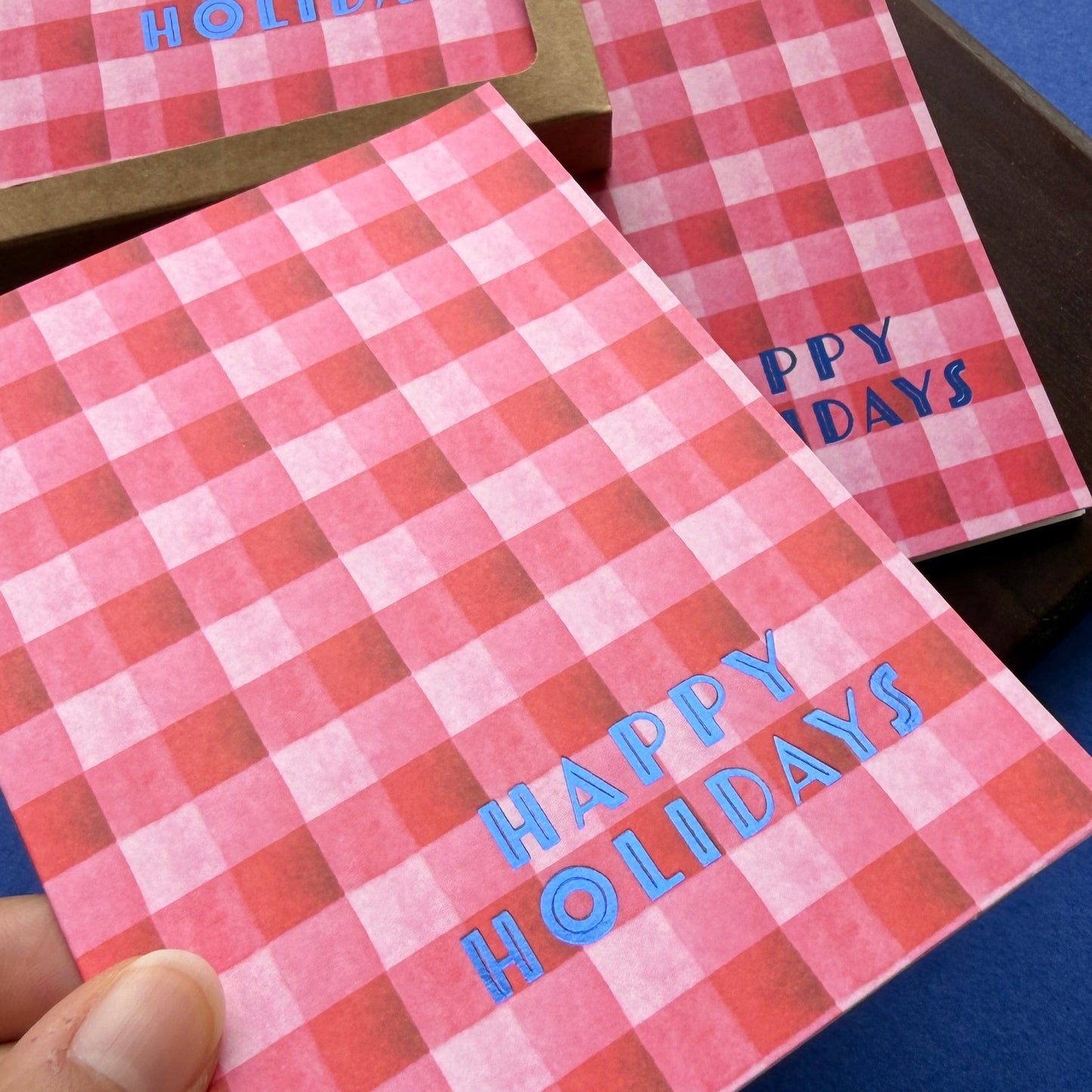 Bright Cheerful Gingham Holiday Cards