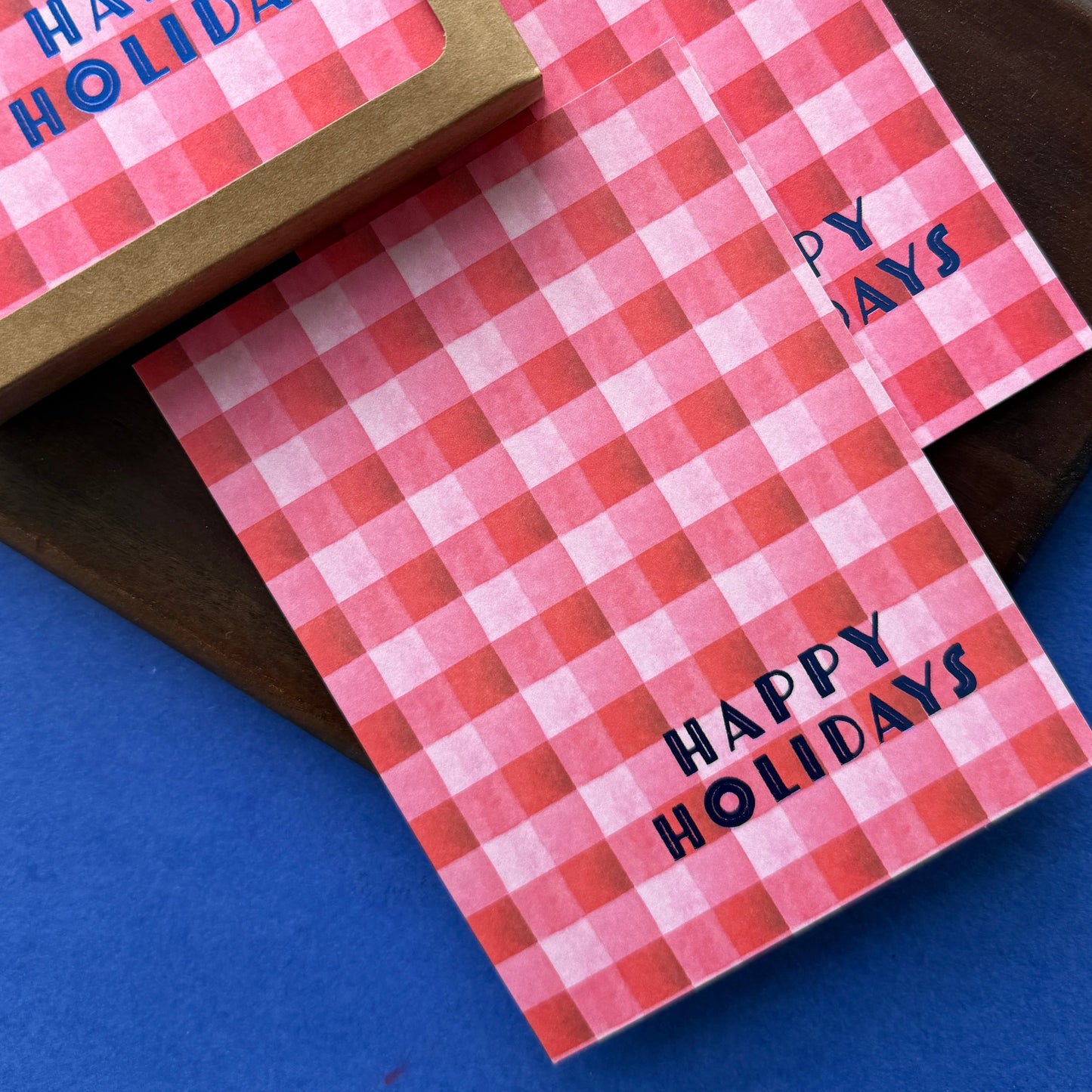 Bright Cheerful Gingham Holiday Cards