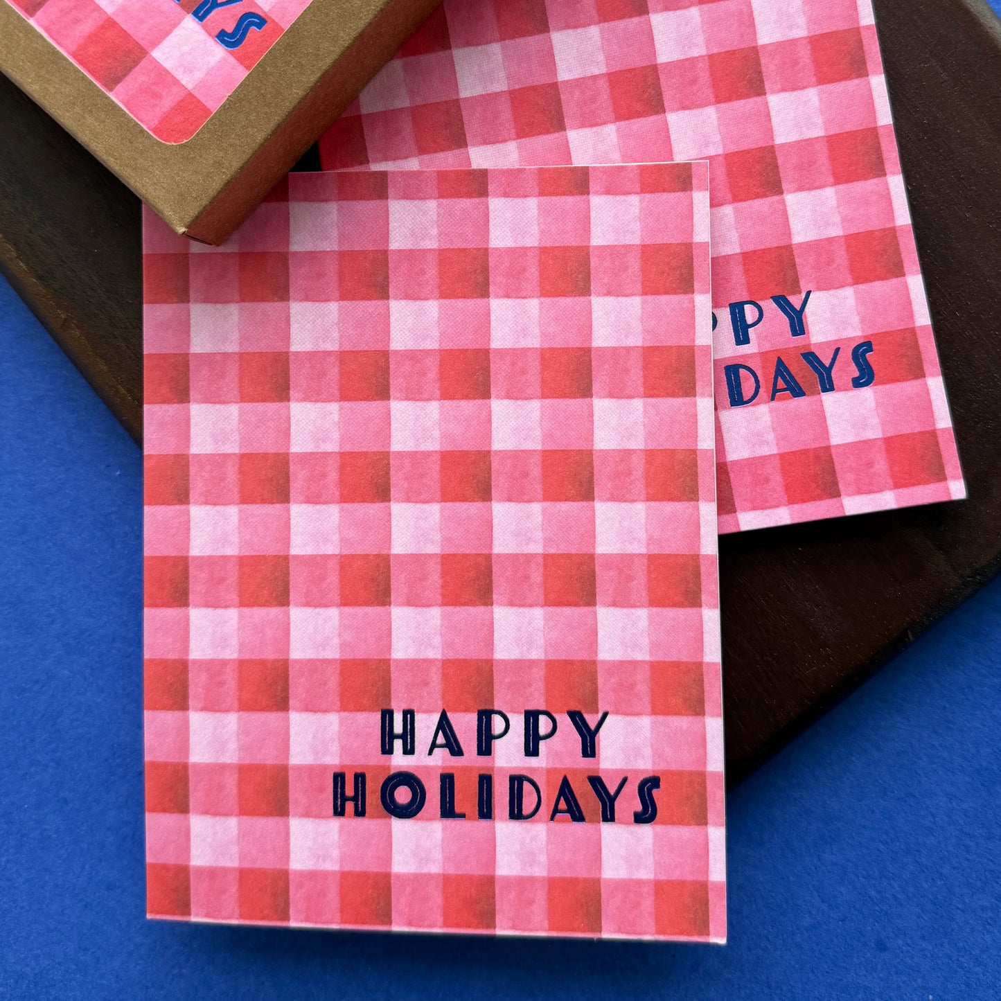 Bright Cheerful Gingham Holiday Cards