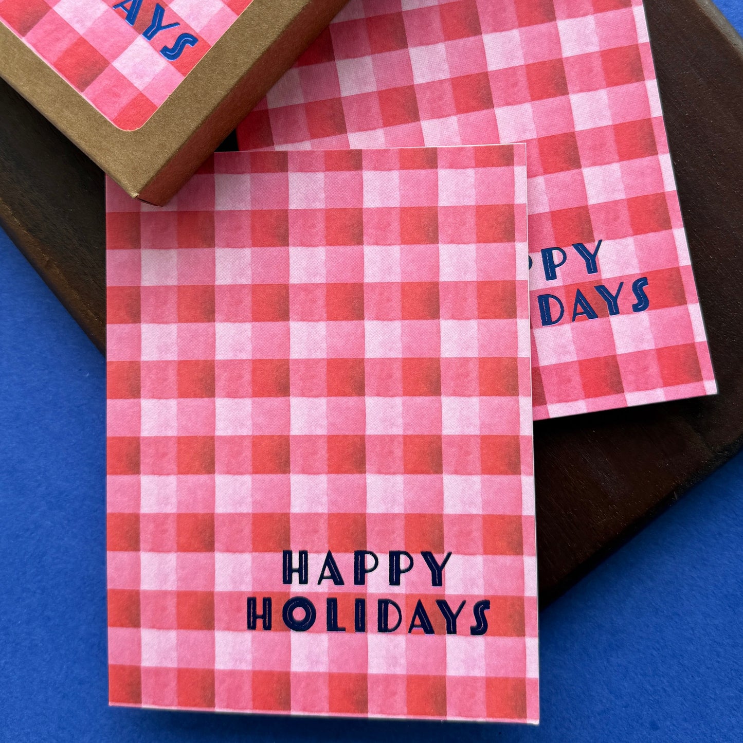 Bright Cheerful Gingham Holiday Cards
