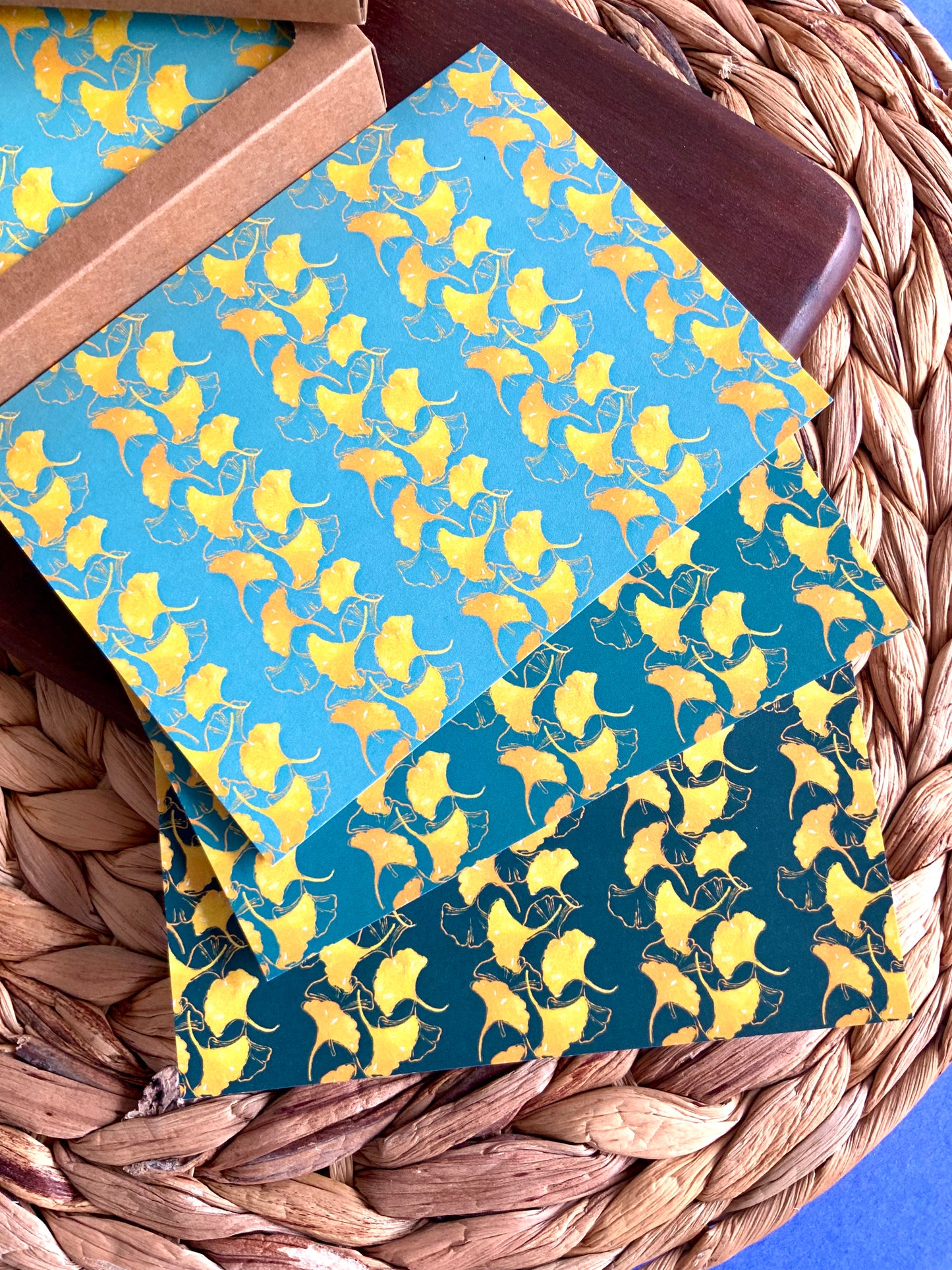 Gingko Leaf Ombre Greeting Card Set