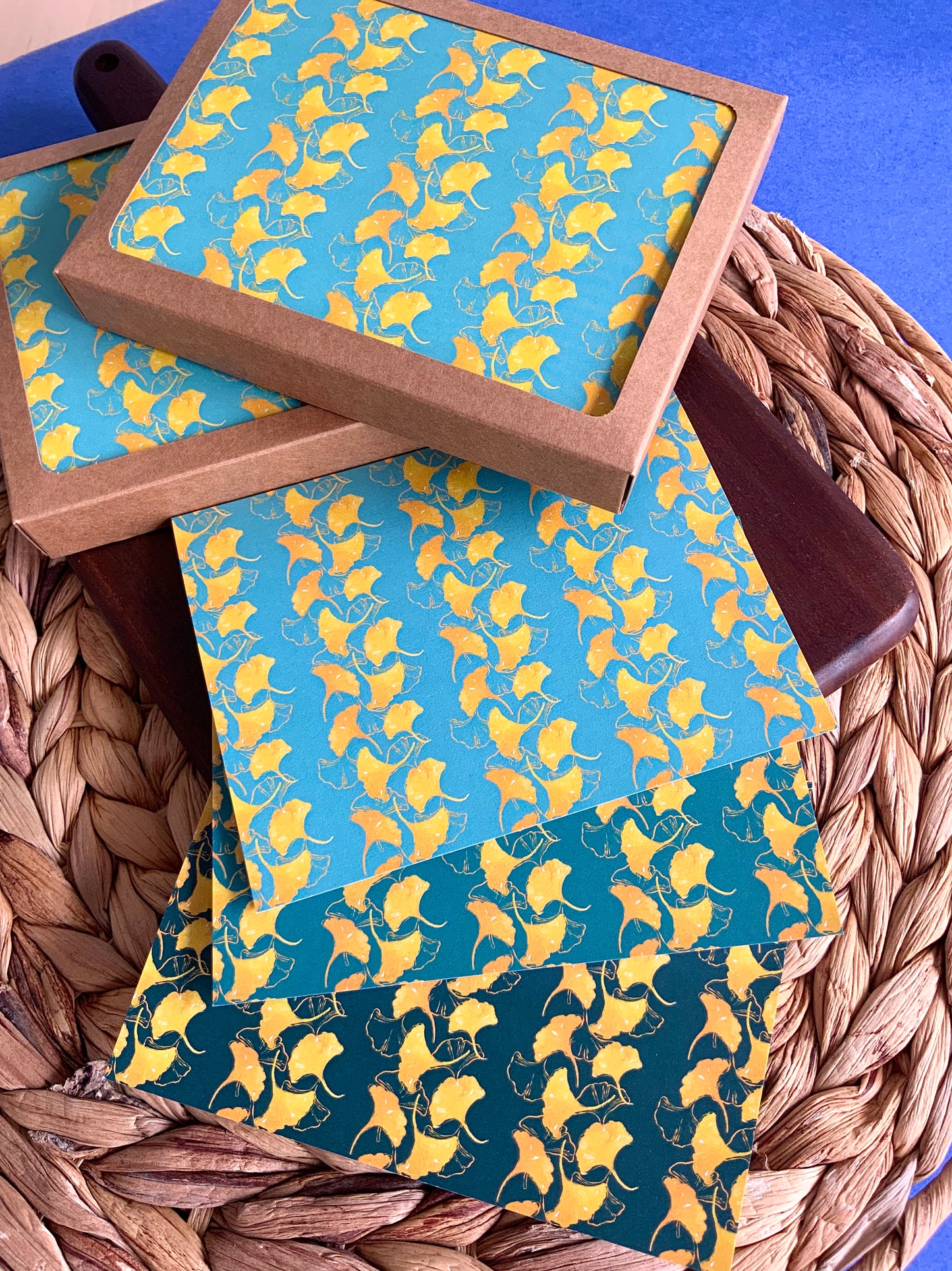 Gingko Leaf Ombre Greeting Card Set