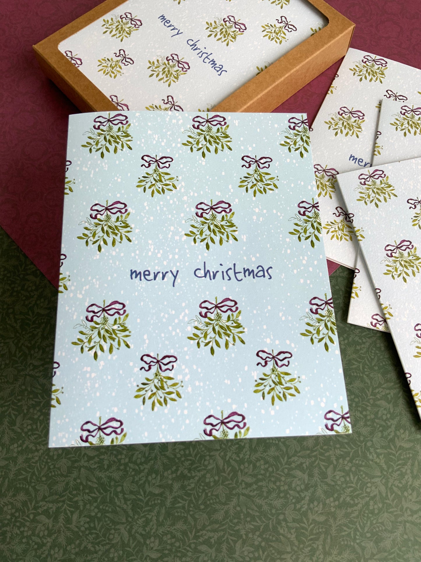 Mistletoes with Bows Christmas Card