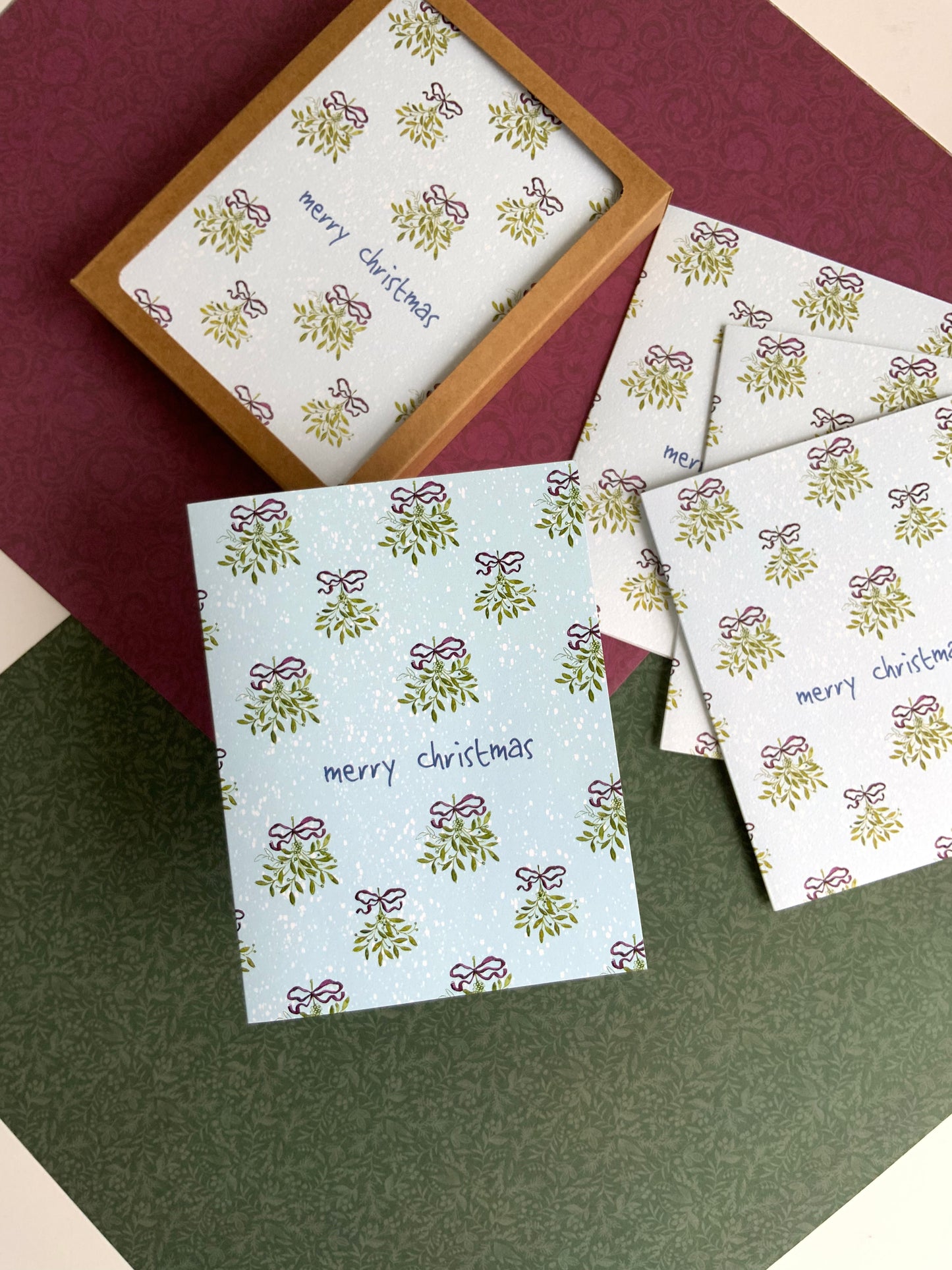 Mistletoes with Bows Christmas Card