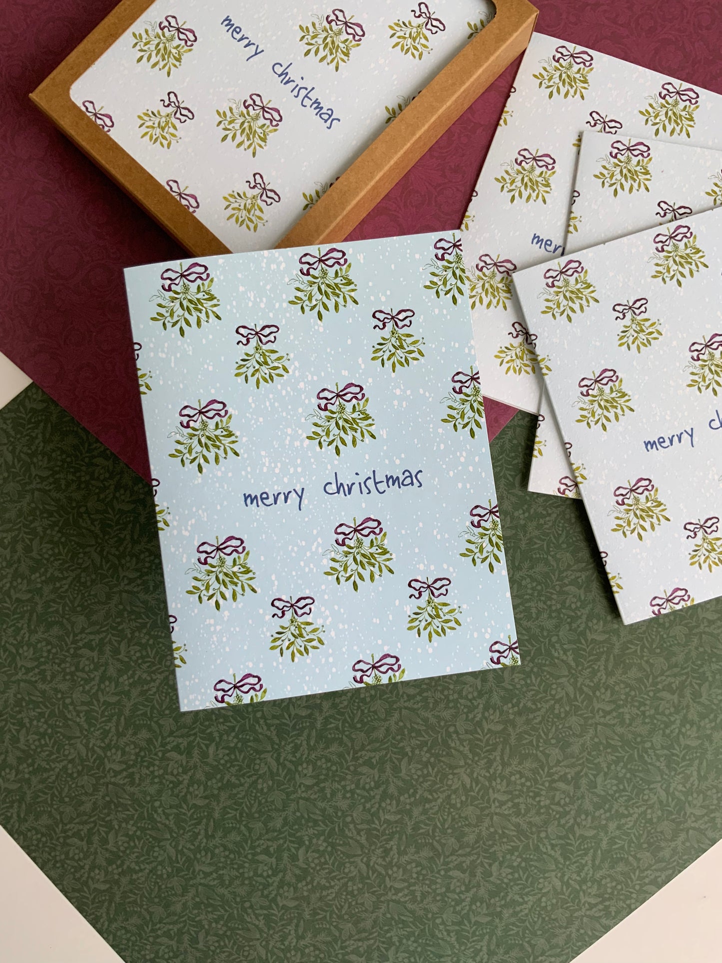 Mistletoes with Bows Christmas Card