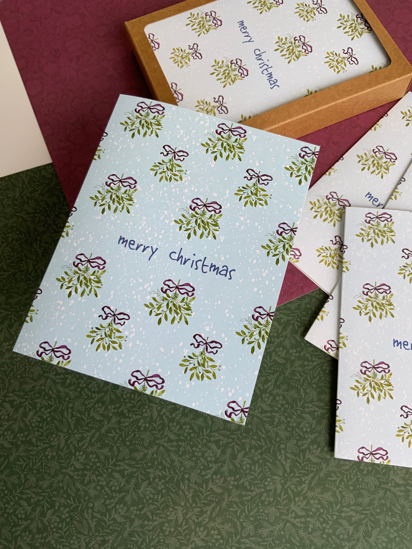 Mistletoes with Bows Christmas Card