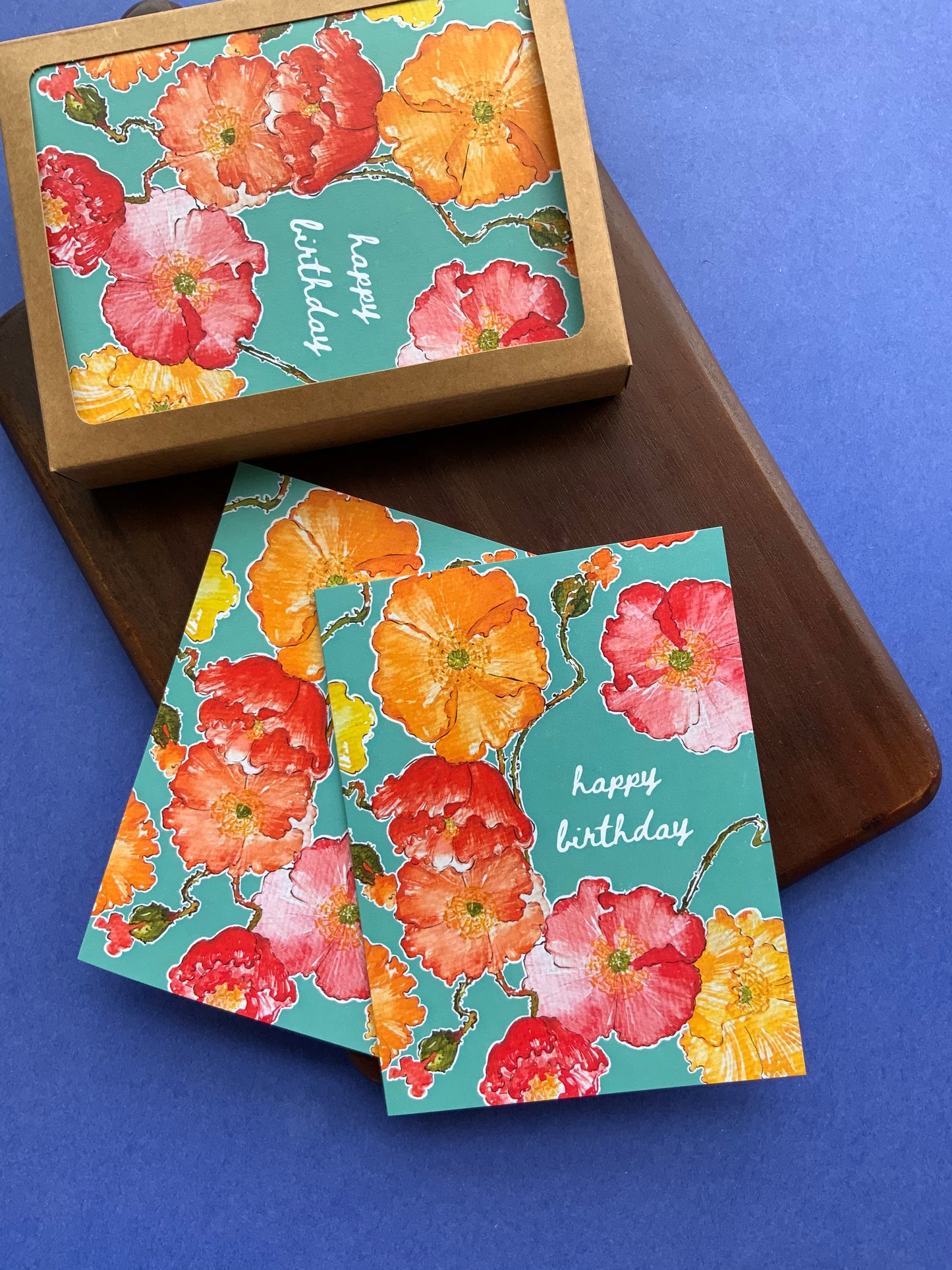 Bright Poppies Birthday Card