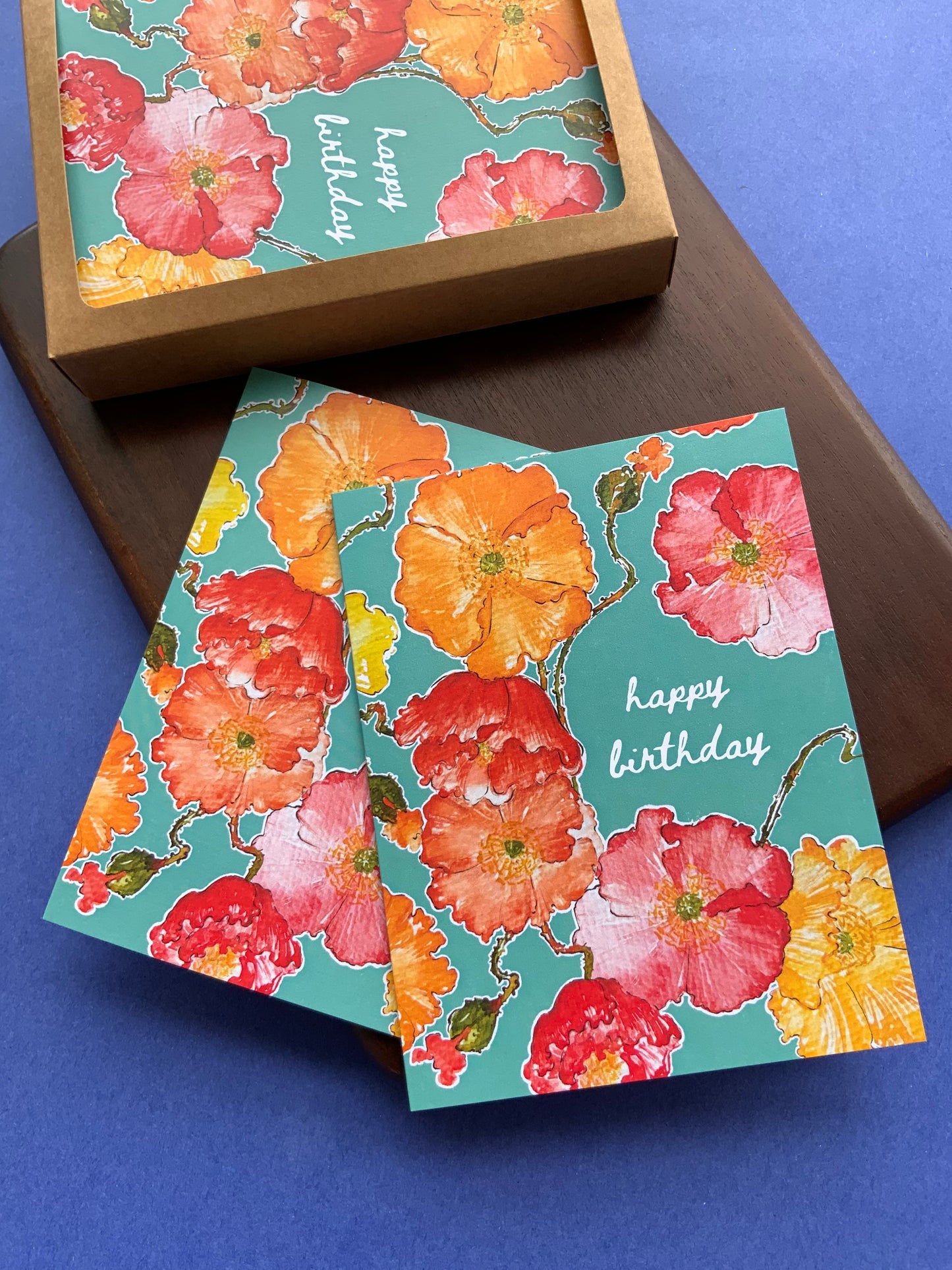 Bright Poppies Birthday Card