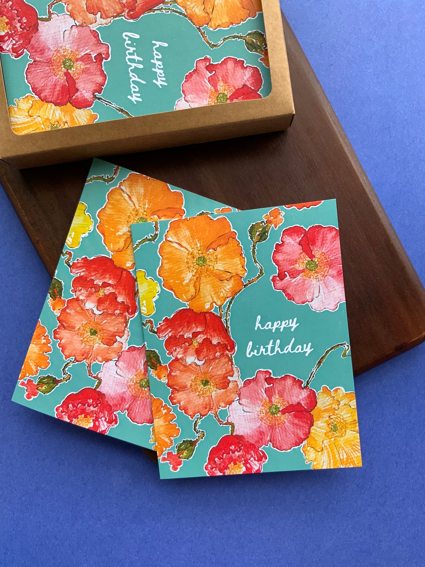 Bright Poppies Birthday Card