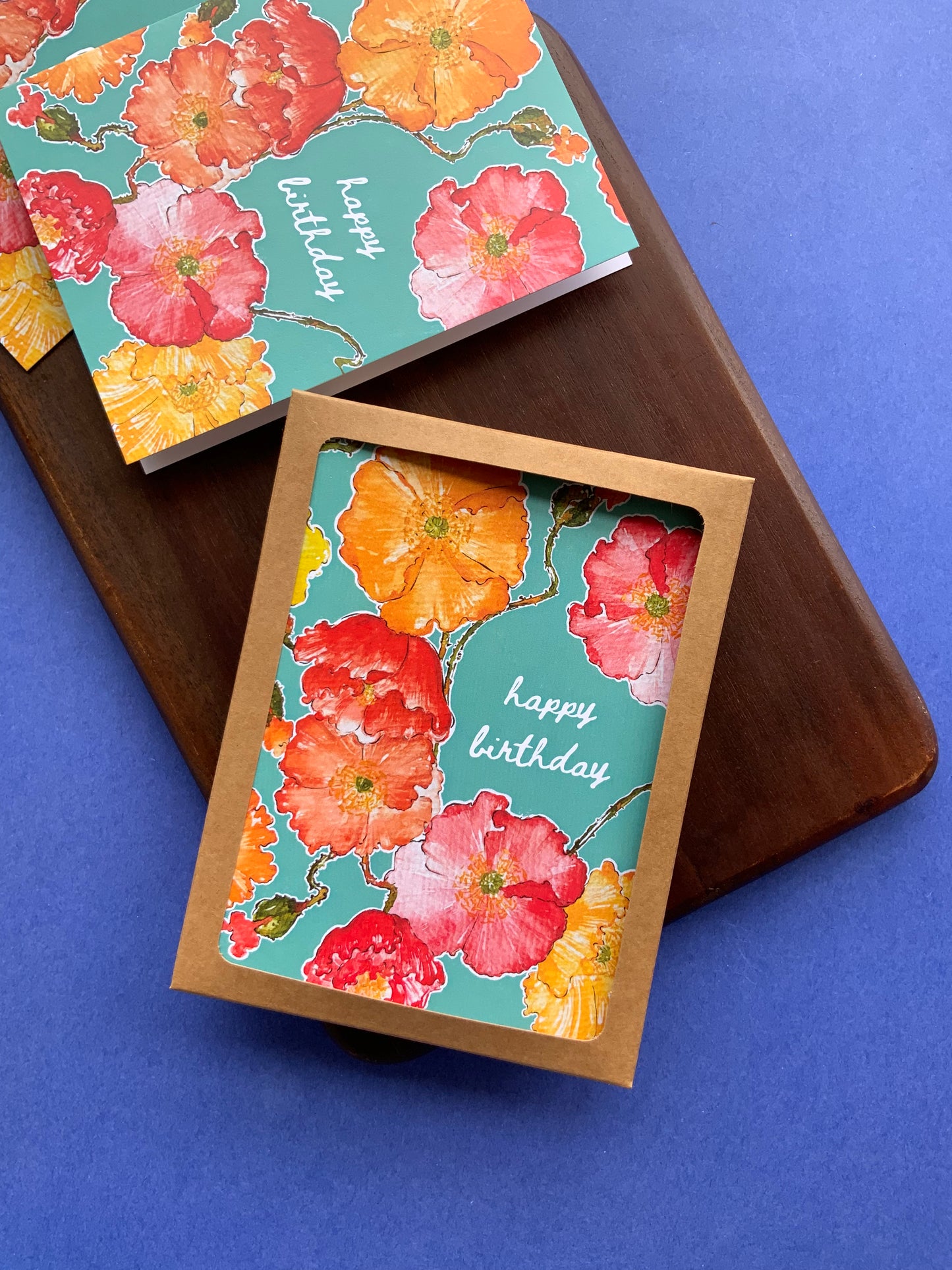 Bright Poppies Birthday Card