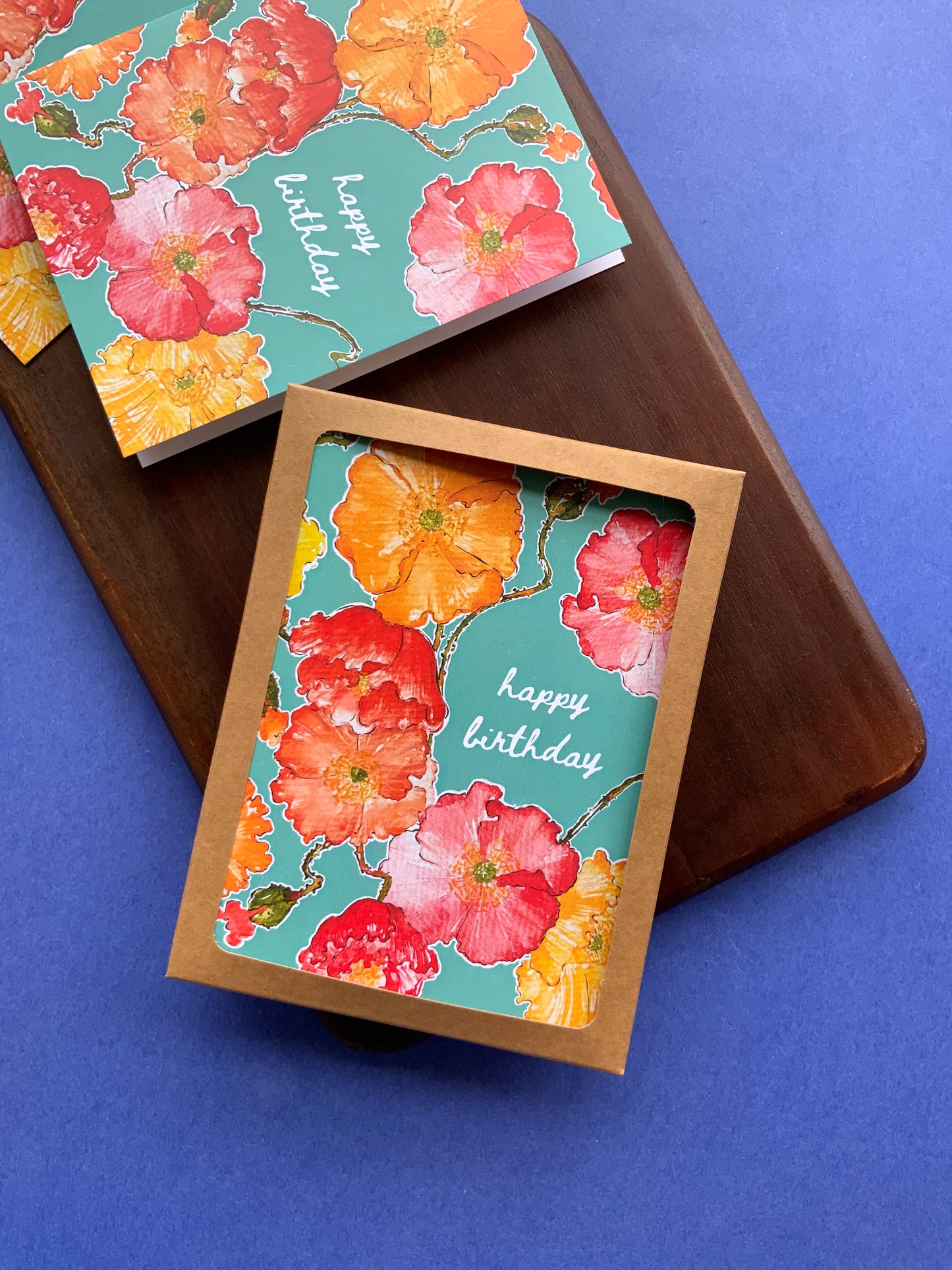 Bright Poppies Birthday Card