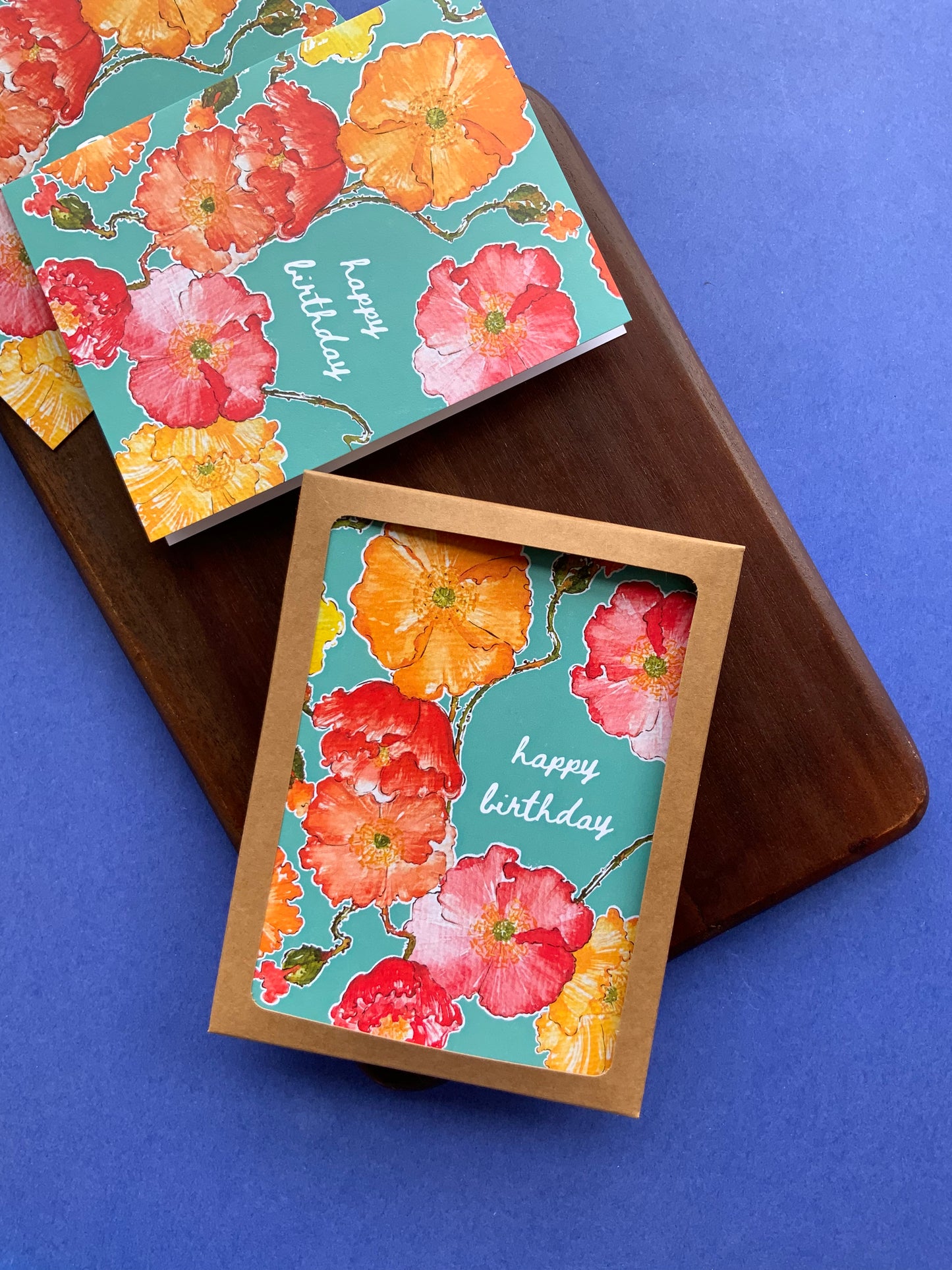 Bright Poppies Birthday Card