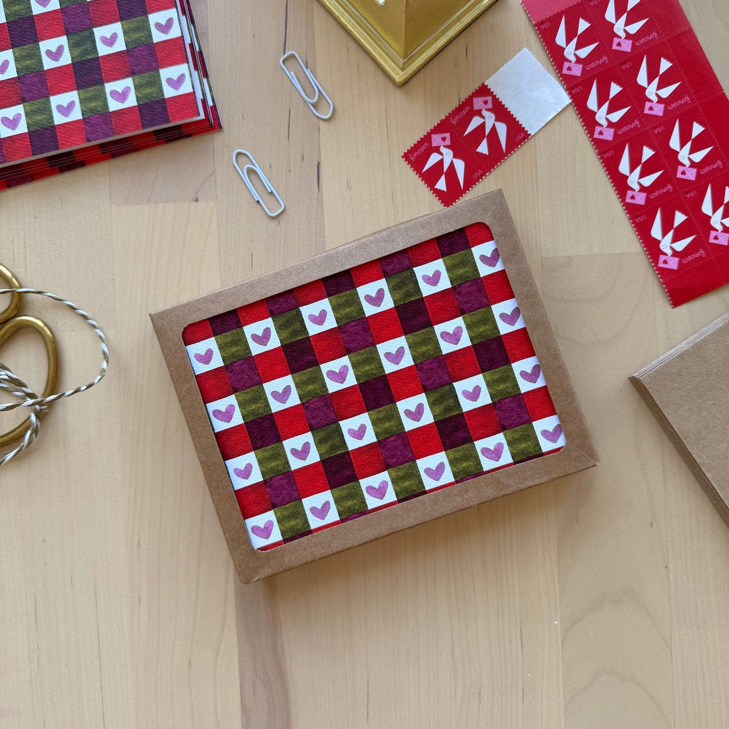 Checked Heart Pattern Greeting Card