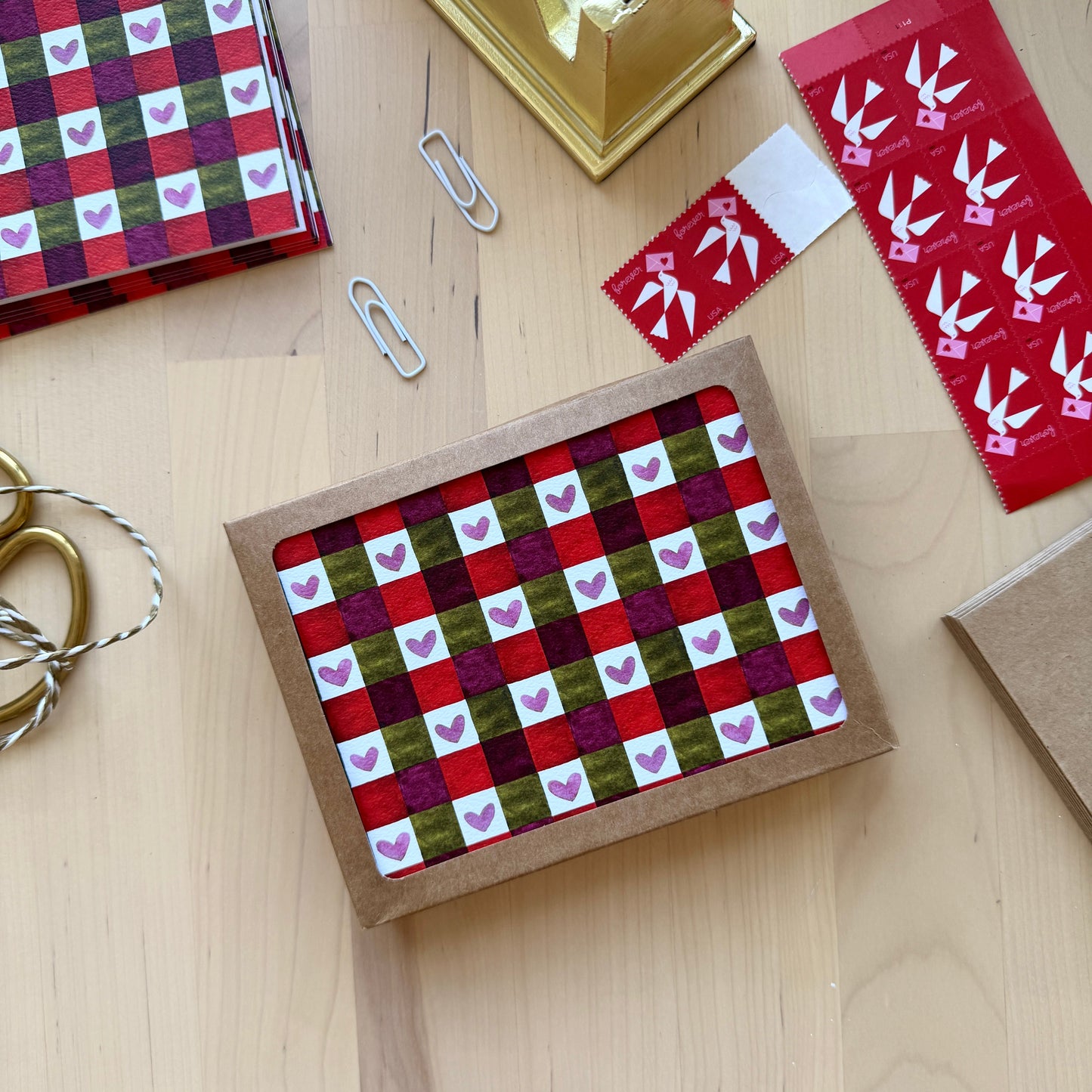 Checked Heart Pattern Greeting Card