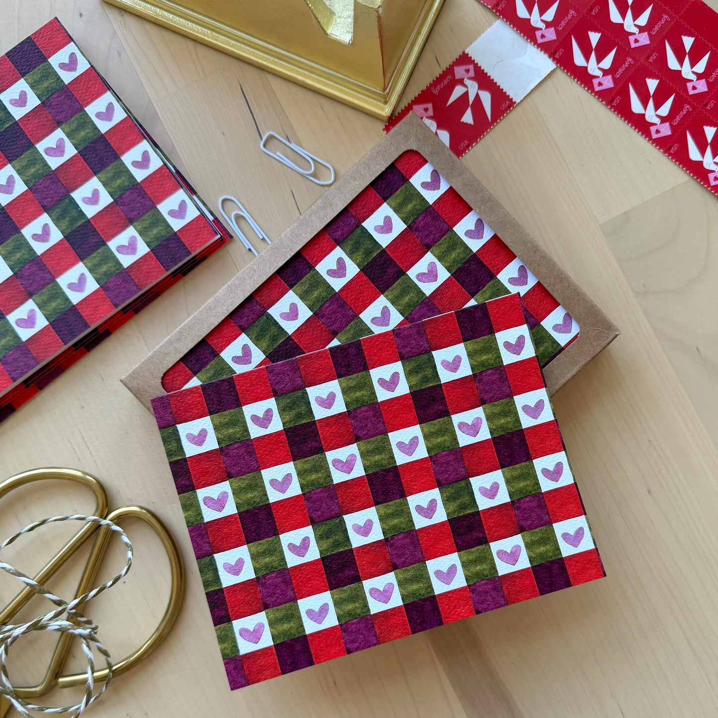 Checked Heart Pattern Greeting Card